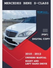 MERCEDES BENZ  S CLASS 2010 2011 2012 OWNERS MANUAL RHD & LHD